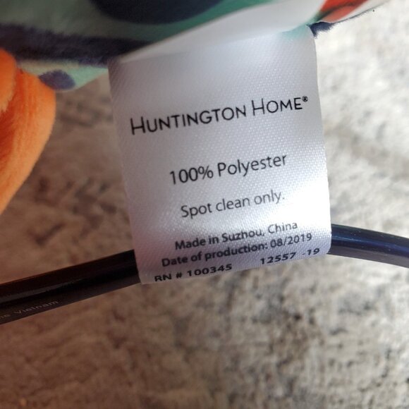 Huntington Home Throw Buddy Dinosaur Triceratops Blue Teal Orange Stuffed Animal - Picture 3 of 8